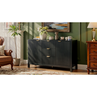 Sunvega Sideboard with Artistic Wave Design and Adjustable Shelves for Living Room