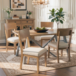 Sunvega Farmhouse Dining Chairs with Cushions for Kitchen or Dining Room 2pc Set