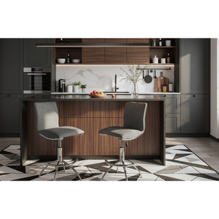 Sunvega Modern Swivel Adjustable Bar Stool with PU Texture and Chrome Legs