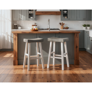 Sunvega 4-Piece Counter Height Dining Set with Table and 3 Stools in White and Coffee