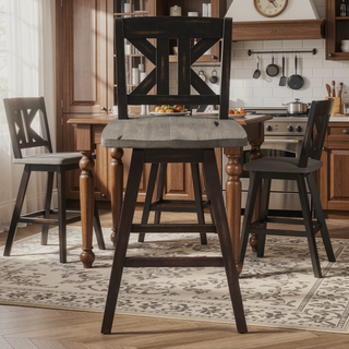 Sunvega Solid Rubberwood Counter Height Dining Table with Distressed Gray Finish