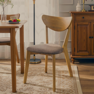 Sunvega Mid-Century Modern Light Walnut Wood Dining Side Chair Set of 2
