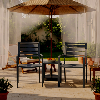Sunvega Modern Aluminum Outdoor Dining Chairs with Open Slat Design (Set of 2)