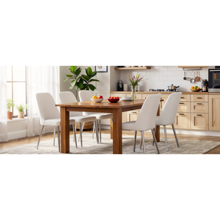 Sunvega Modern PU Leather Dining Chair with Thick Cushion and Metal Legs for Kitchen