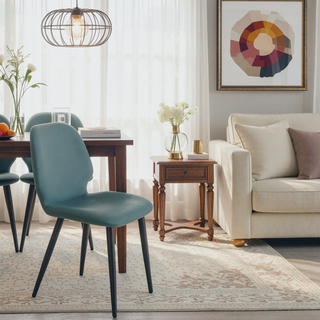 Sunvega Upholstered Dining Chairs with Soft Suede-Style Fabric and Metal Legs Set of 4