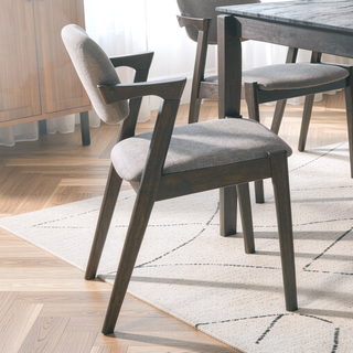 Sunvega Mid-Century Modern Z-Chair with Padded Backrest and Flared Legs in Black and Grey