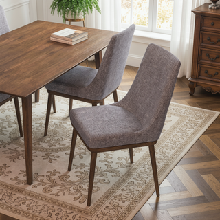 Sunvega Mid-Century Modern Dining Chair Set of 2 with Curved Back Rest