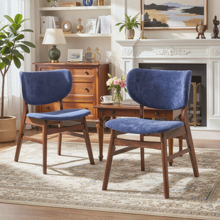 Sunvega Padded Upholstered Side Chair Set with Walnut Finish and Resistant Features