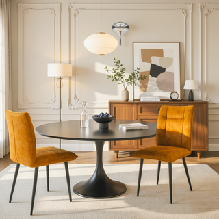 Sunvega Modern Velvet Dining Chairs with Soft Cushioned Seats and Iron Frames