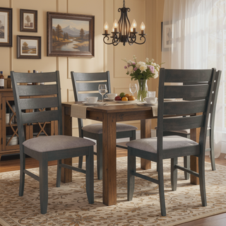 Sunvega Ladder Back Side Chairs with Padded Seat for Dining Set of 2