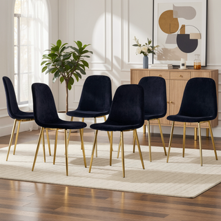 Sunvega Modern Medieval Style Dining Chairs with Velvet Cushions and Golden Metal Legs
