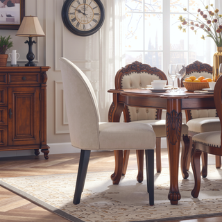 Sunvega Modern Upholstered Dining Chairs Set of 2 in Sand with Leatherette and Velvet