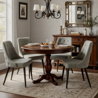 Sunvega Light Grey Tufted Dining Chair Set with Cushioned Seat and Tapered Legs