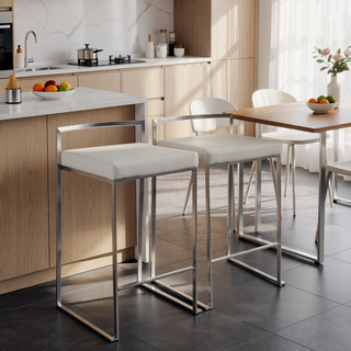 Sunvega Contemporary Stackable Counter Stools with Upholstered Padded Seats Set of 2