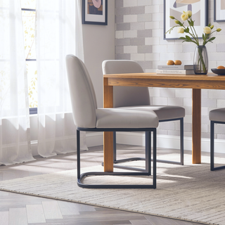 Sunvega Modern Upholstered Faux Leather Dining Chair with Black Metal Base