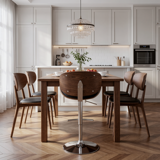 Sunvega Adjustable Bar Stool with Chrome Base and Soft Ecru Leatherette Upholstery
