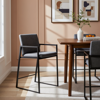 Sunvega Fuji Contemporary High Back Counter Stool with Padded Seat and Backrest