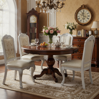 Sunvega Bone-White Tufted Side Chair with Carved Claw Legs and Patterned Upholstery