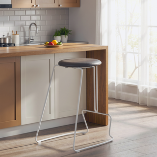 Sunvega Modern Faux Leather Counter Stool with Metal Base and Footrest Set of 2