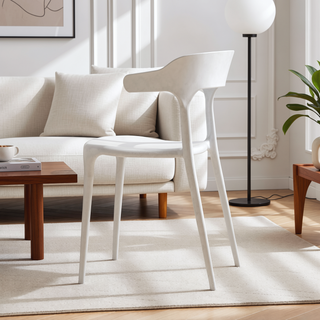 Sunvega Stackable Plastic Dining Chairs Set of 4 in White with Reinforced Feet
