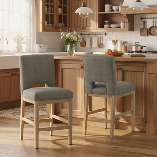 Sunvega Modern Upholstered Bar Stools with Padded Seats for Kitchen Dining
