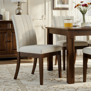 Sunvega Modern Channel-back Parsons Dining Chair Set of 2 in Light Taupe