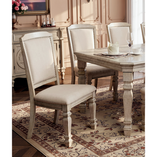 Sunvega Transitional Style 2pc Side Chair with Nailhead Trim and Turned Legs