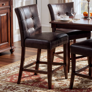 Sunvega Set of 2 Counter Height Chairs with PU Upholstered Button-Tufted Backrest