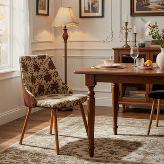 Sunvega Mid-Century Modern Dining Chair with Faux Leather Upholstery and Wood Frame