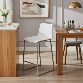Sunvega Modern Counter Stool with Faux Leather Upholstery and Metal Base