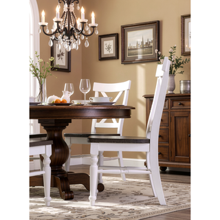 Sunvega Country Style Mocha and Antique White Dining Chairs Set of 2