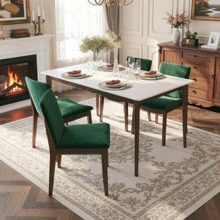 Sunvega Mid-Century Modern Solid Wood Dining Chair with Curved Back Rest