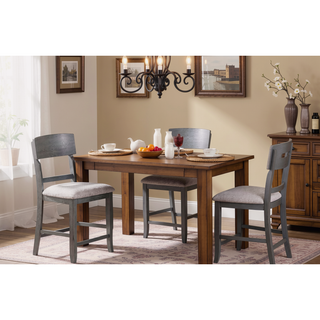 Sunvega Modern Gray Rubber Wood Dining Table with Two Built-in Storage Shelves
