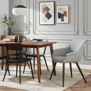 Sunvega Industrial Accent Chair Set of 2 in Suede Like Polyester Fabric