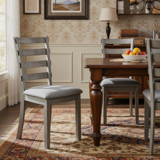Sunvega Gray Fabric Upholstered Dining Bench with Wire-Brushed Finish