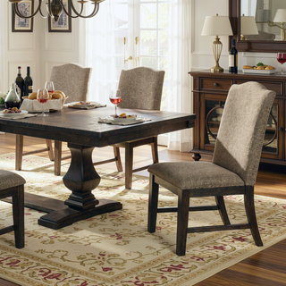 Sunvega Transitional Espresso Frame Side Chairs with Padded Seat Back and Nailhead Trim