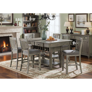 Sunvega Transitional Slat Back Counter Height Chair with Fabric Upholstered Seat