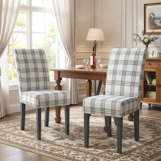 Sunvega Contemporary Upholstered Fabric Dining Chairs with Rubberwood Legs Set of 2
