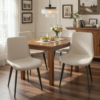 Sunvega Modern Upholstered Faux Leather Dining Chair with Sturdy Metal Legs