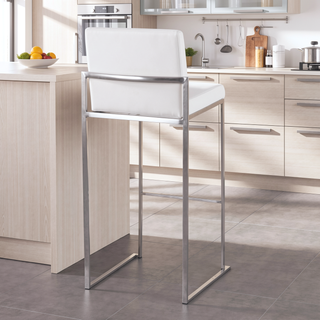 Sunvega Contemporary High Back Barstool Set of 3 with Velvet Upholstery and Metal Frame