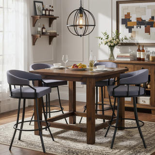 Sunvega 30 Inch Swivel Bar Stool with Faux Leather Upholstery and Metal Base