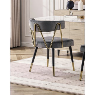 Sunvega Stylish Velvet Dining Chairs with Gold Trim and Padded Seat Set of 2