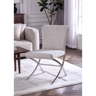 Sunvega Light Gray Velvet and Chrome Finish Armless Side Chair Set of 2