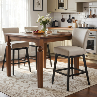 Sunvega Swivel Bar Stool with Upholstered Fabric Sponge Cushion for Kitchen Island