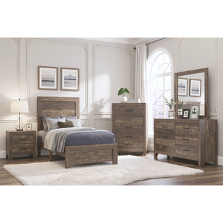 Sunvega Natural Finish Full Bed with Headboard Footboard and Rails