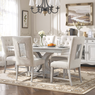 Sunvega Light Gray Poplar and Oak Veneer Dining Side Chair Set of 2