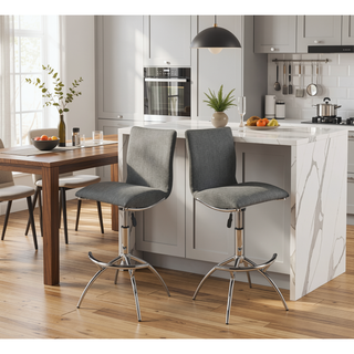 Sunvega Modern Swivel Adjustable Bar Stool with PU Texture and Chrome Legs