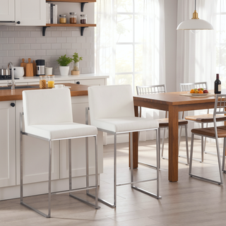 Sunvega Fuji Contemporary High Back Counter Stool with Velvet Upholstery and Metal Frame