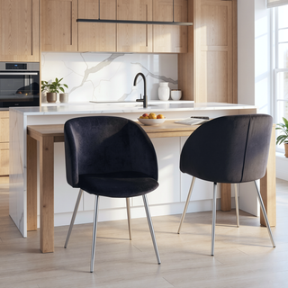 Sunvega Fran Contemporary Dining Chairs with Velvet Upholstery and Metal Legs Set of 2