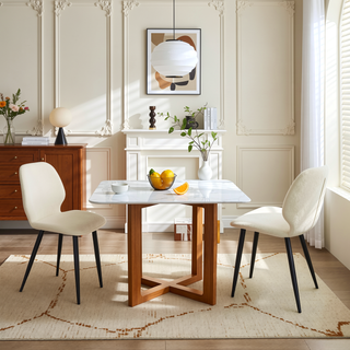Sunvega Upholstered Dining Chairs with Soft Suede-Style Fabric and Metal Legs Set of 4